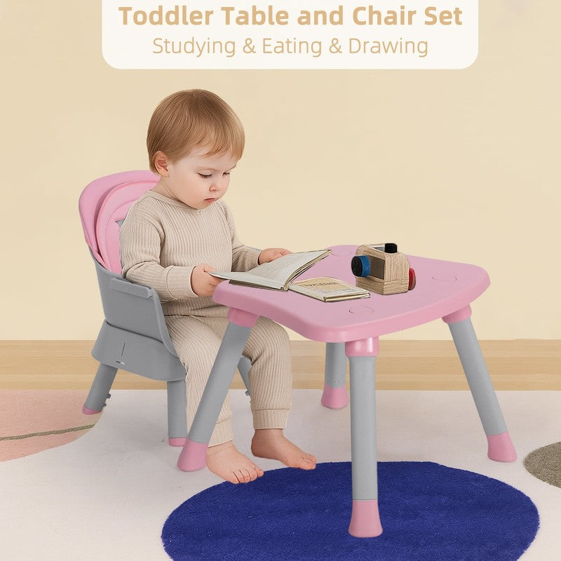 8 in 1 Baby High Chair, Toddler Dining Booster Seat for Eating, Pink Grey8