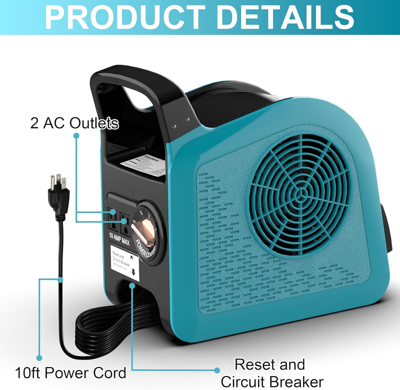 Portable High Velocity Blower Fan 3 Speed Air Mover 185° Utility Floor Fan Blue6