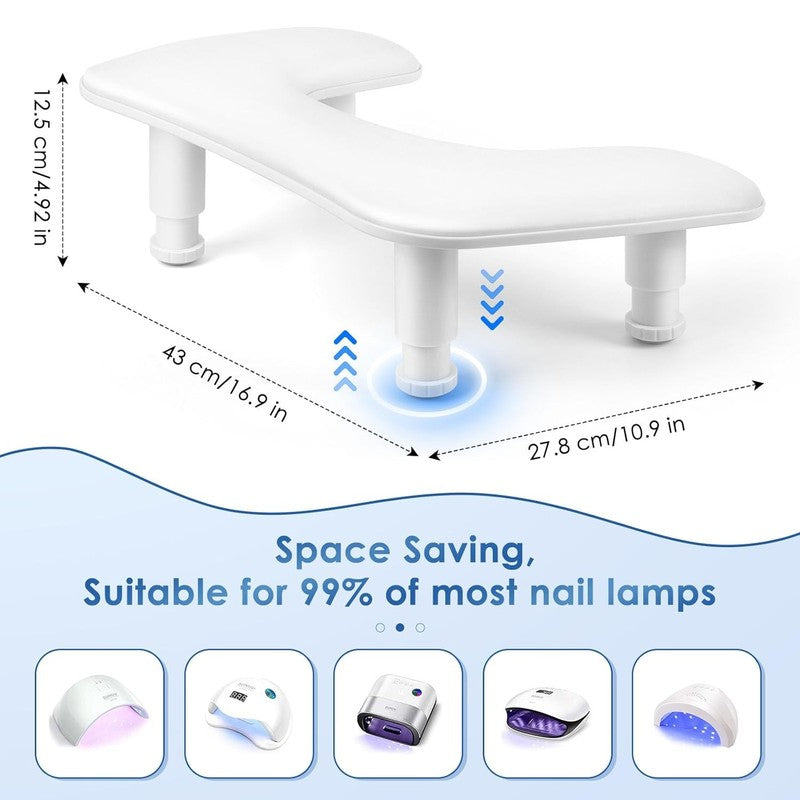 Adjustable U Shaped Manicure Arm Rest   White PU Leather for Nail Techs5