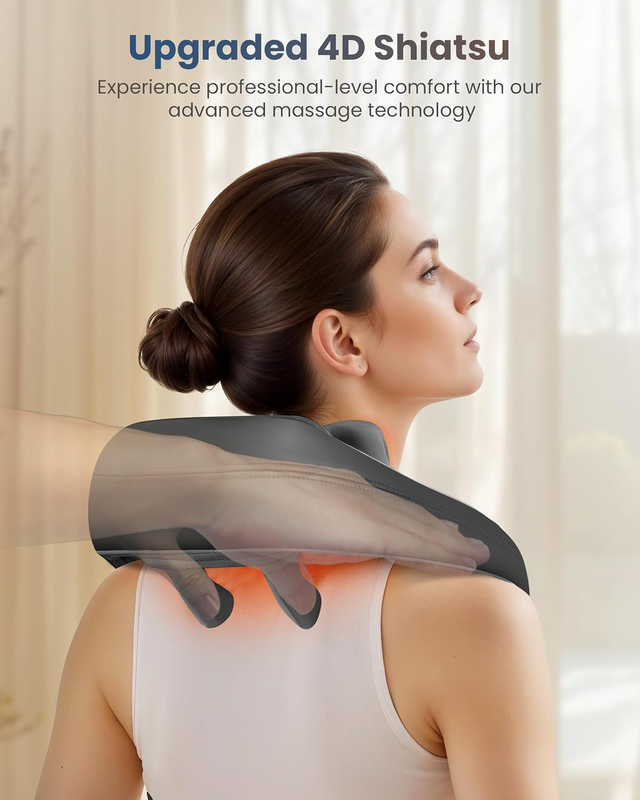 FSA HSA Shiatsu Neck Massager w/ Heat Cordless 4D Deep Tissue Massage1