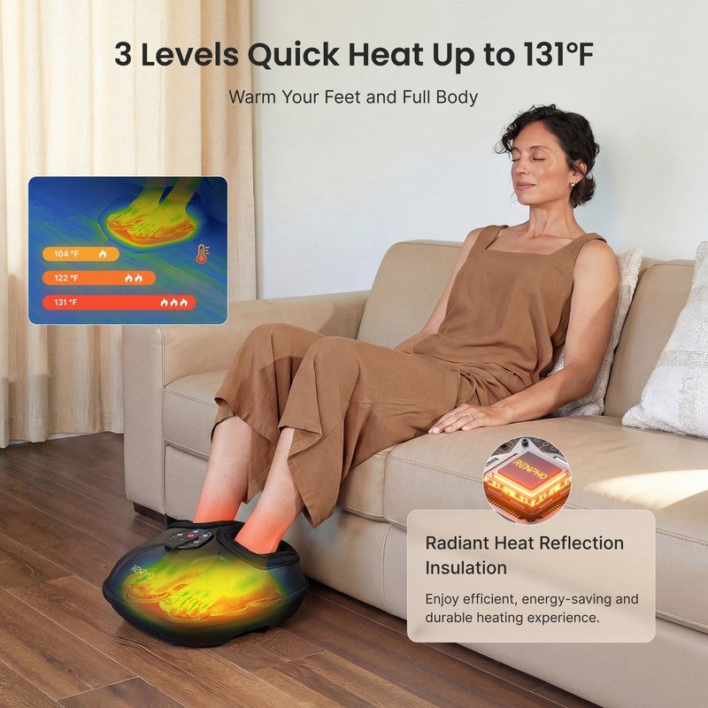 Foot Massager with Heat, Shiatsu Foot Massager Machine for Neuropathy Pain and 12