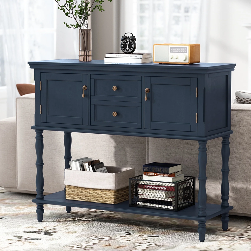 42” Farmhouse Modern Console Table Entryway w/ Storage Shelf Navy Blue9