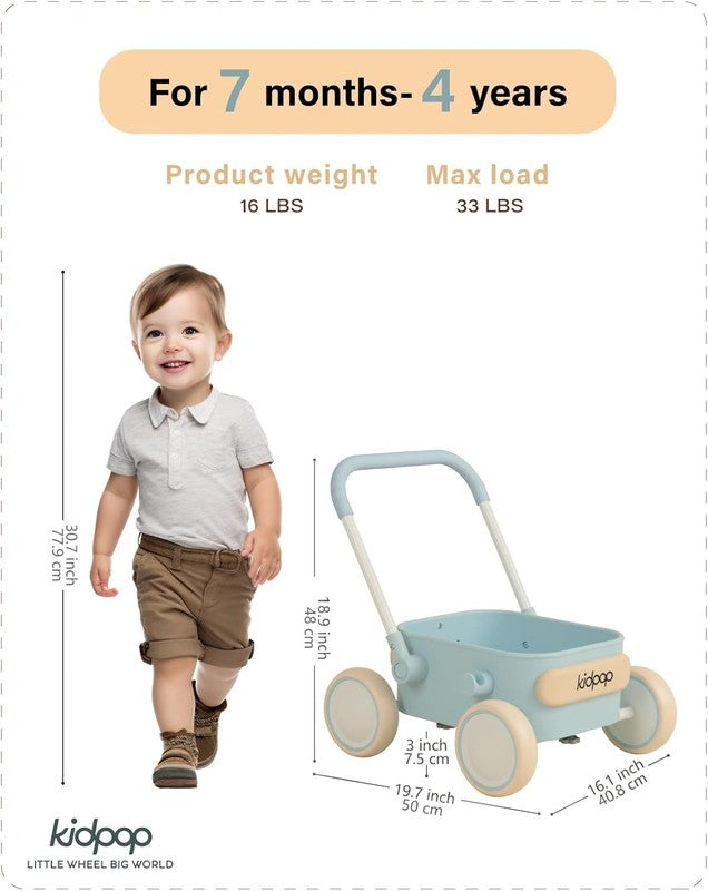 Toddler Push & Pull Wagon Walker 7mo 4yr Birthday Gift Blue1