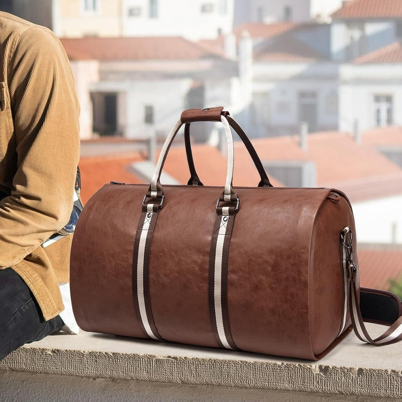 Men Leather 2in1 Garment Duffle Bag Waterproof Suit Travel Carry On5