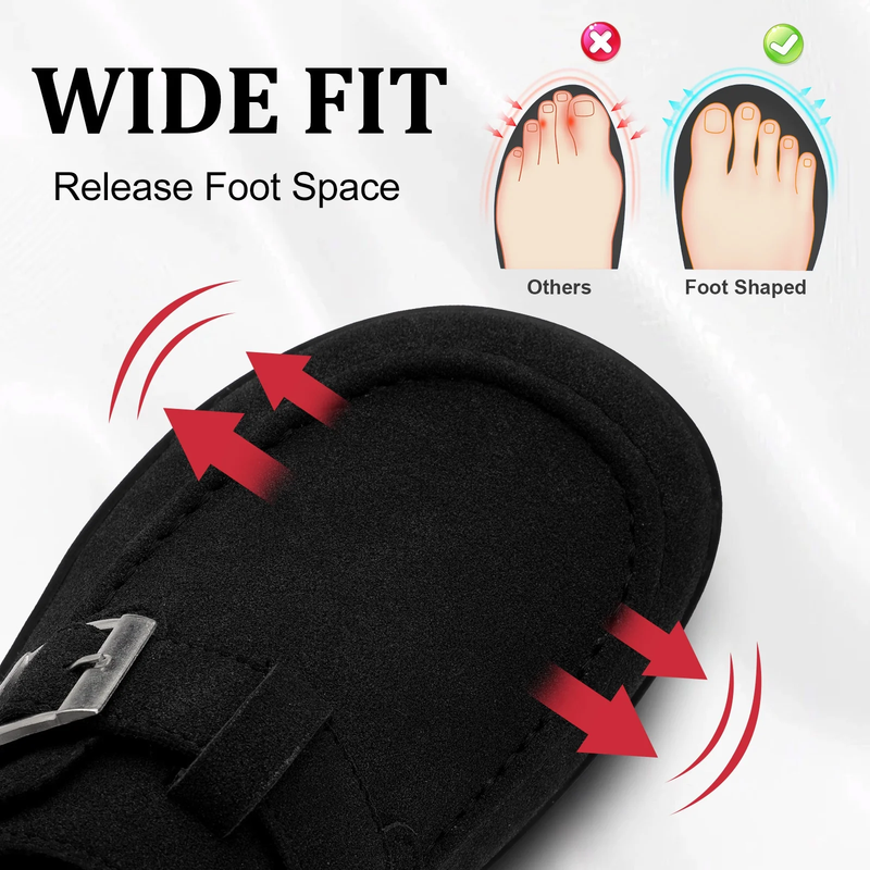 Wide Fit Suede Clogs for Women Comfort Mules with Buckle5