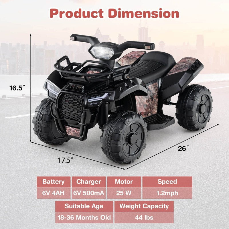 6V Electric Kids Toy Car Black with Music, Story & USB Front Storage Basket5