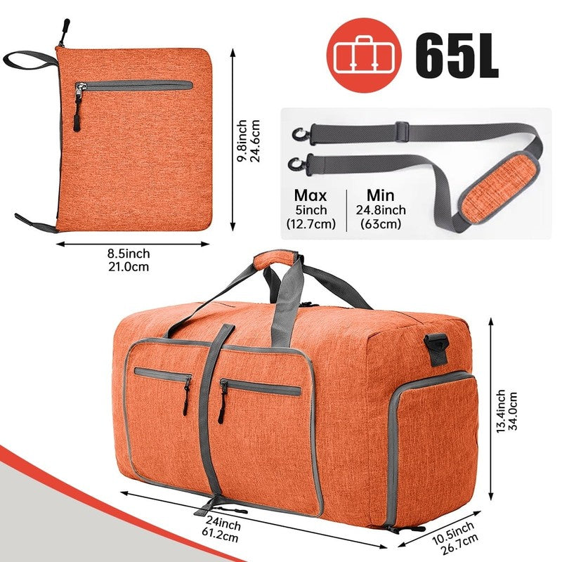 Travel Duffle Bag, 65L Foldable Weekender Bags for Women with Shoe Compartment,5