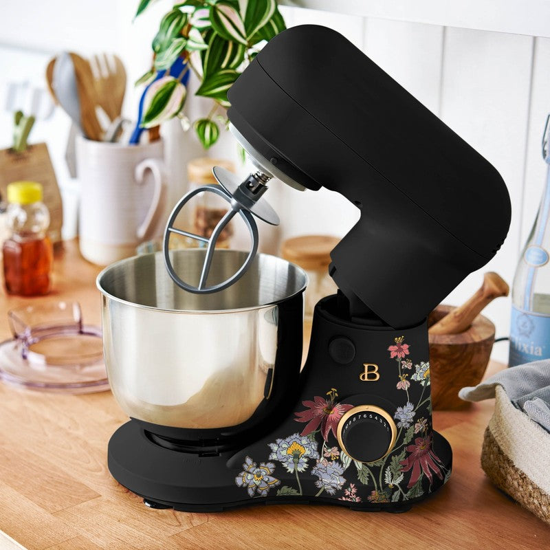 3.5 Qt Stand Mixer Wildflower Black Sesame w/ Flat Beater Dough Hook & Whisk9