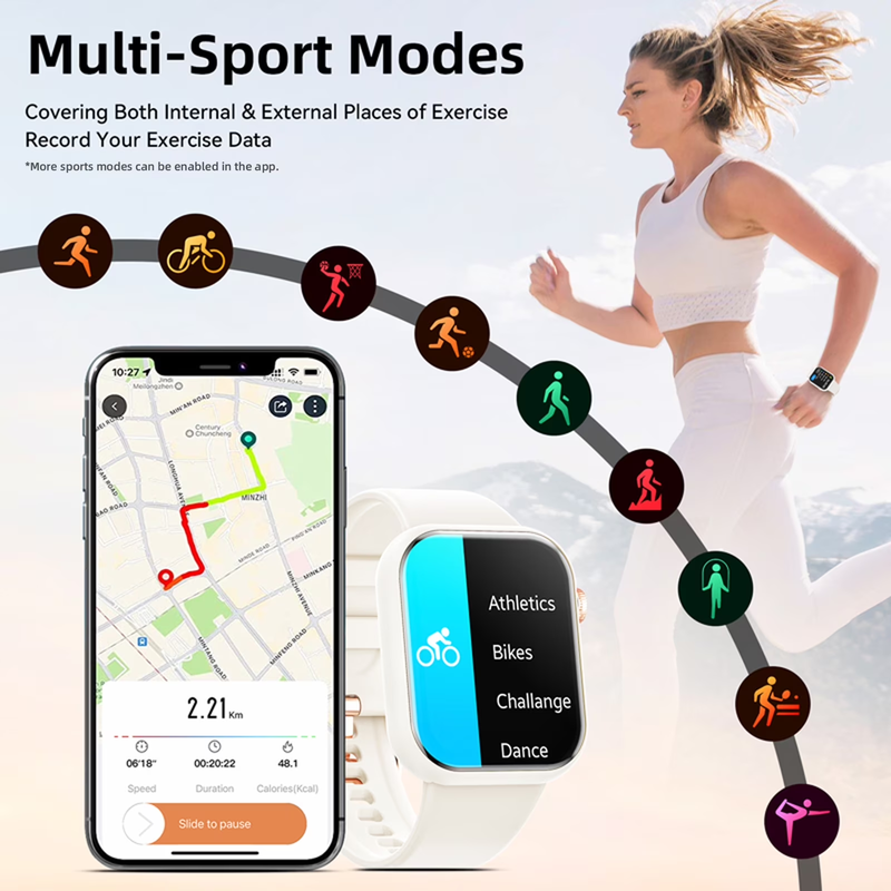 Smart Watch Men Women 1.85" Call Fitness Tracker IP68 White6