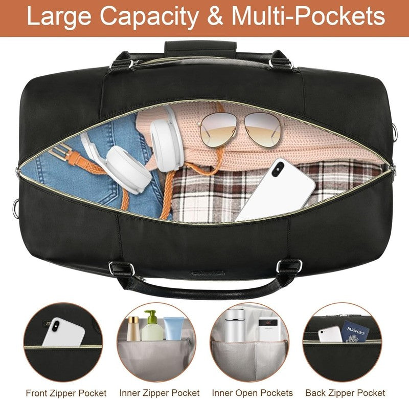 Weekender Bag Women Travel Duffel Carry On Overnight w/ Shoe Compartment Nylon3