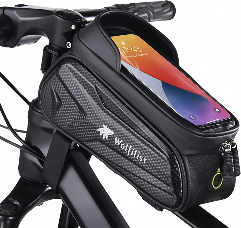 Waterproof Bike Frame Bag Phone Holder Touchscreen Sun Visor Fits Phones 7"7