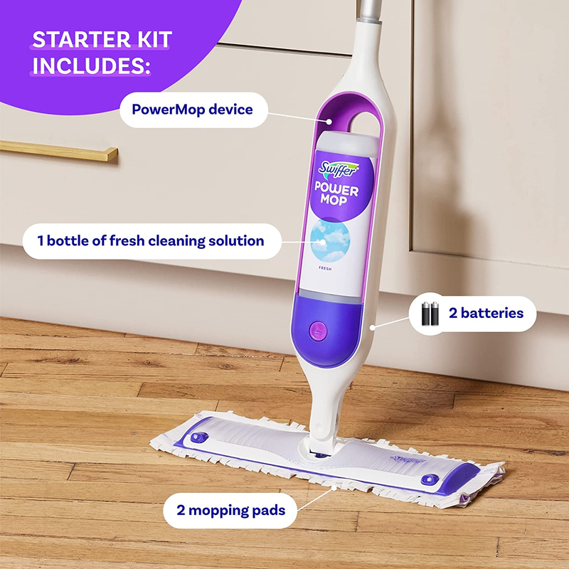 Powermop Multi Surface Mop Kit for Floor Cleaning, Includes Powermop, 2 Mopping 3