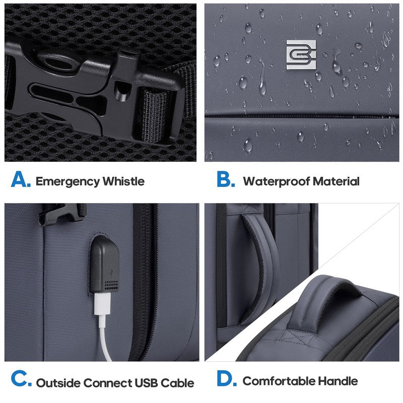 40L Travel Backpack USB Charging Expandable Business Water Resistant Men7