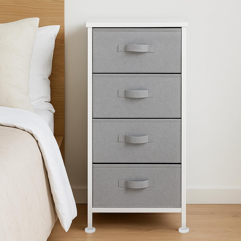 4 Drawer Fabric Storage Organizer Unit Closet Bedroom White11