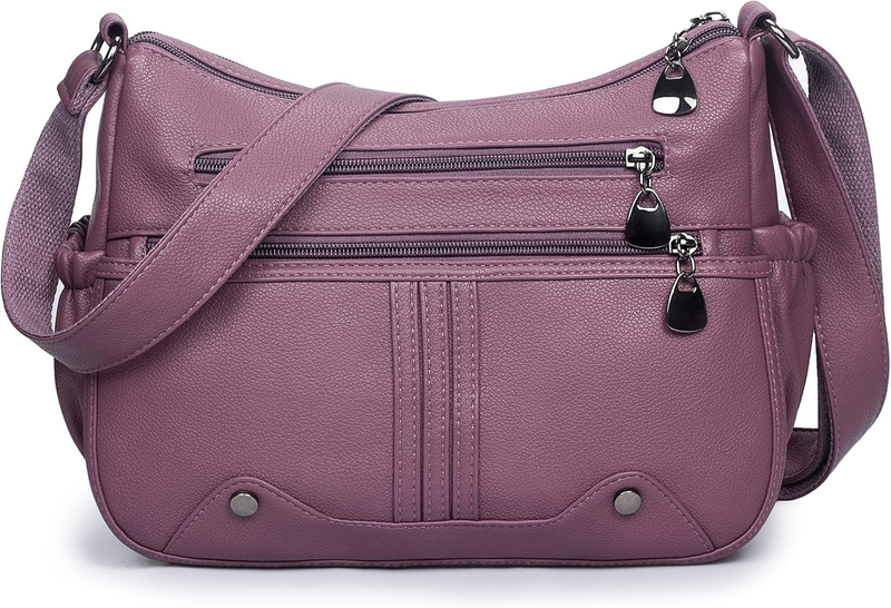Women Soft PU Leather Crossbody Bag Multi Pocket Shoulder Handbag Tote Satchel6