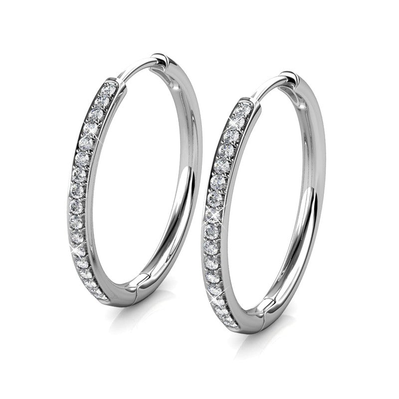 Bianca 18K White Gold Plated 25Mm Hoop Earrings with Crystals for Women9