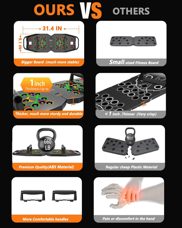 Push up Board, Pilates Bar & Fitness Accessories, 25 in 1 Foldable Push up Bar a1