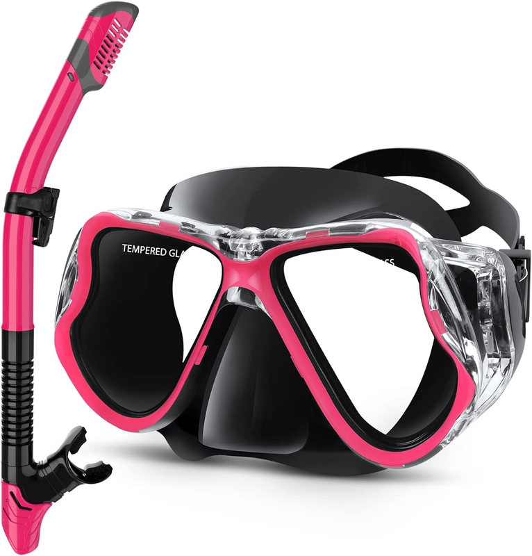 Dry Snorkel Set Panoramic Wide View Anti-Fog Scuba Mask Snorkeling Gear11