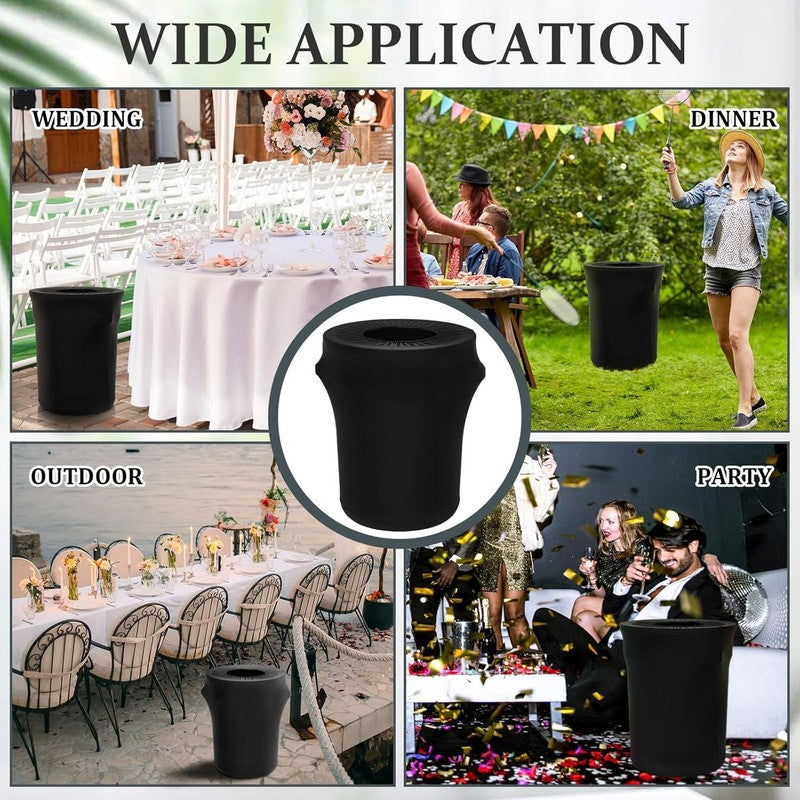 4 Pcs 32 Gal Trash Can Spandex Covers Black Stretch Fit for Round Bins5