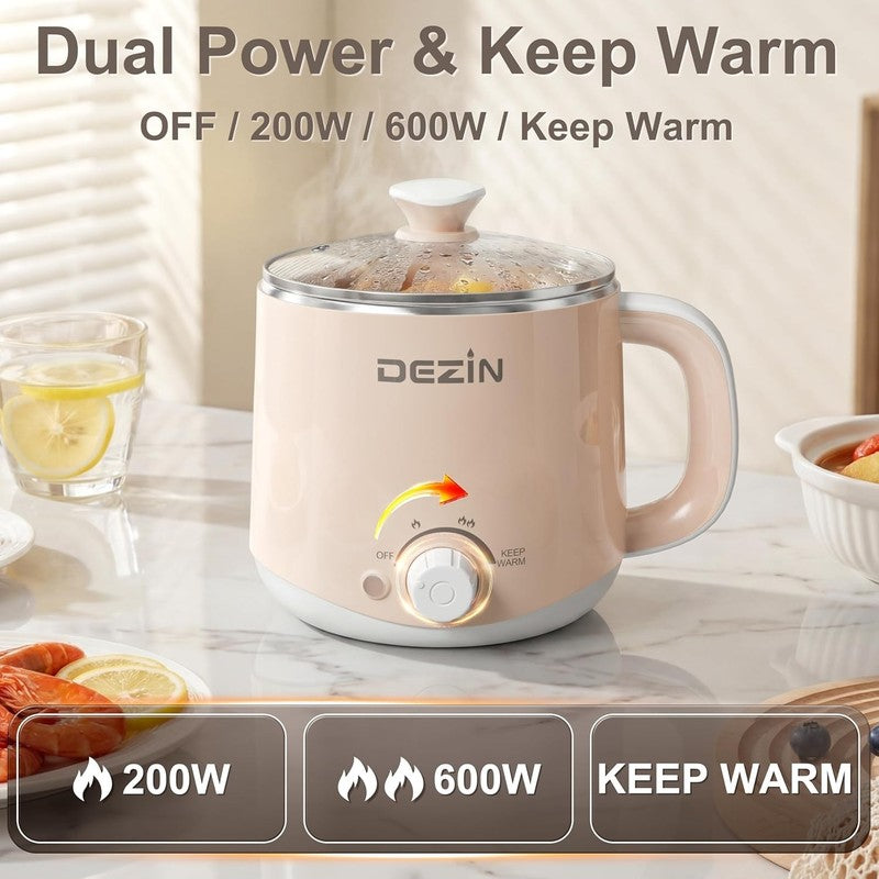1.6L Electric Pot Ramen Cooker Stainless Steel Hot Pot Temp Control Warmer3