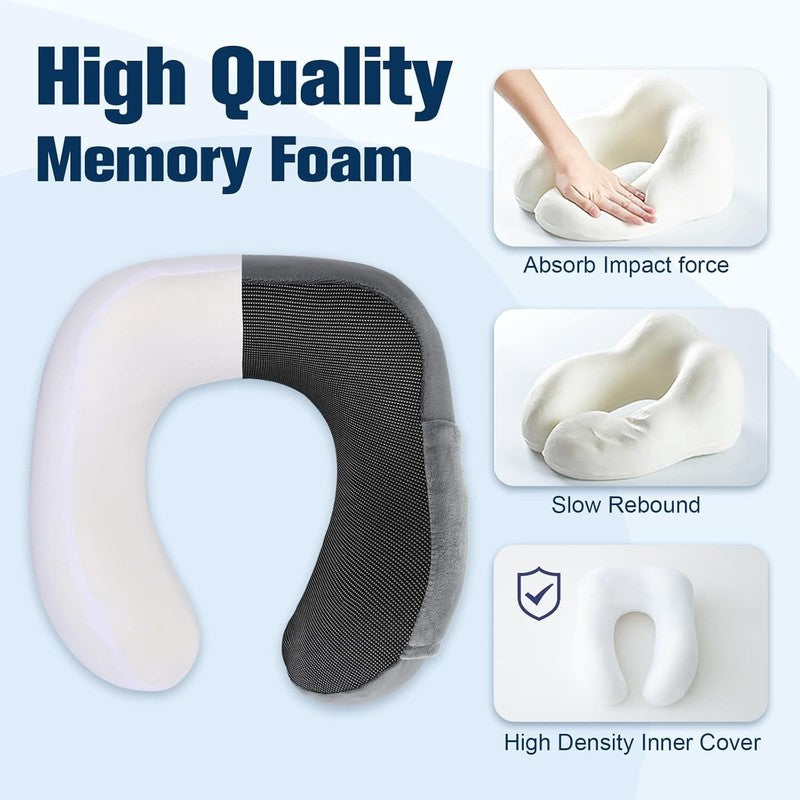 Memory Foam Travel Neck Pillow Adjustable w/ Eye Mask, Earplugs & Carry Bag4
