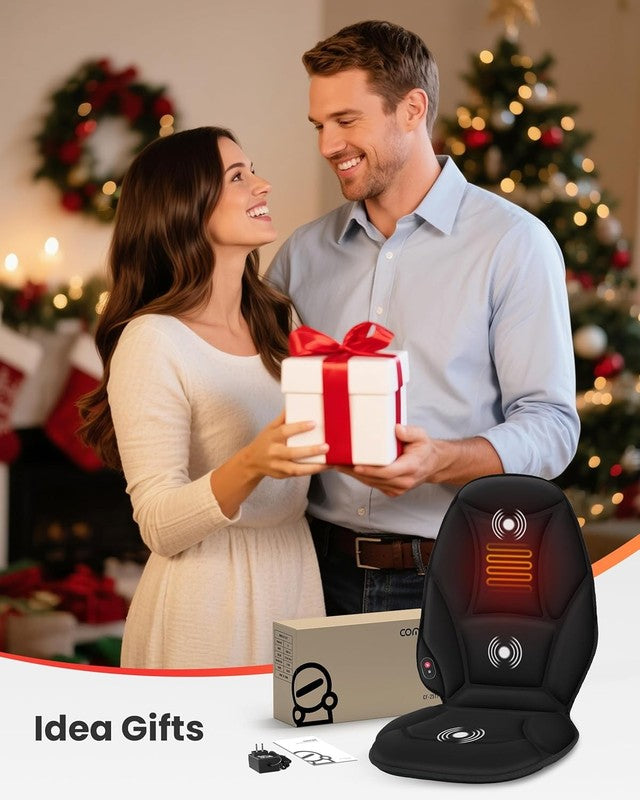 Vibration Back Massager Seat Cushion w/ Heat 5 Modes Chair Pad War7