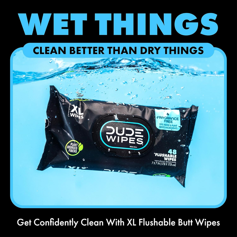 Flushable Wipes Unscented XL 2 Pack 48 Count Aloe Vitamin E Adult4