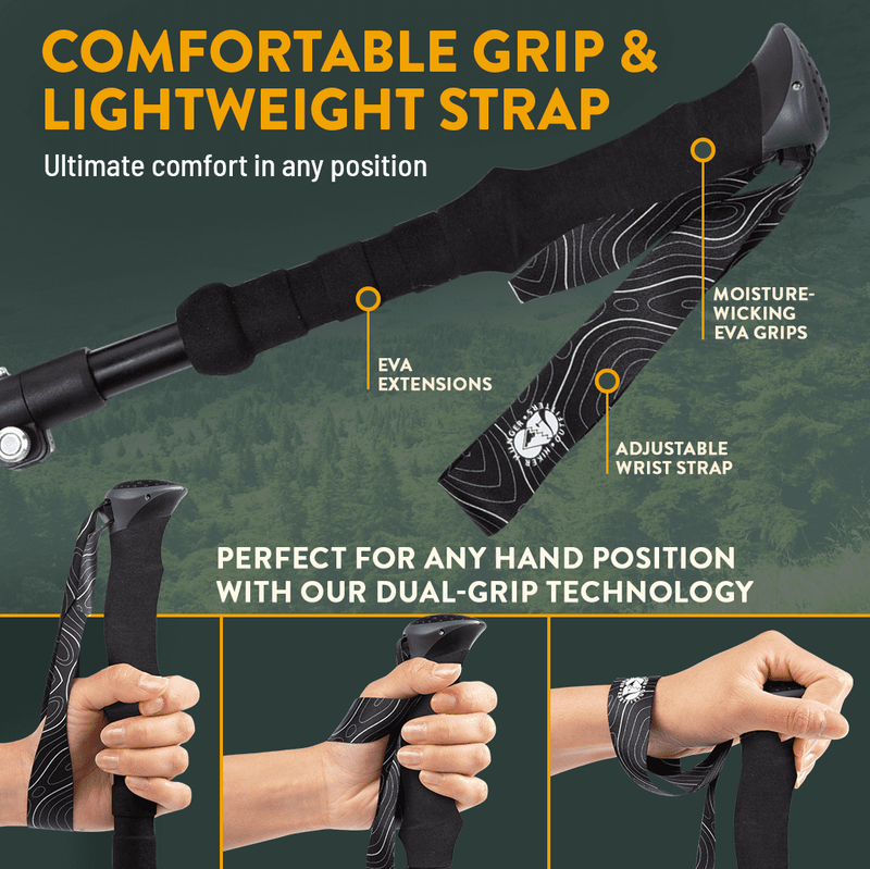 Foldable Hiking Poles – Lightweight Adjustable Aluminum Trekking Poles Cork Grip2