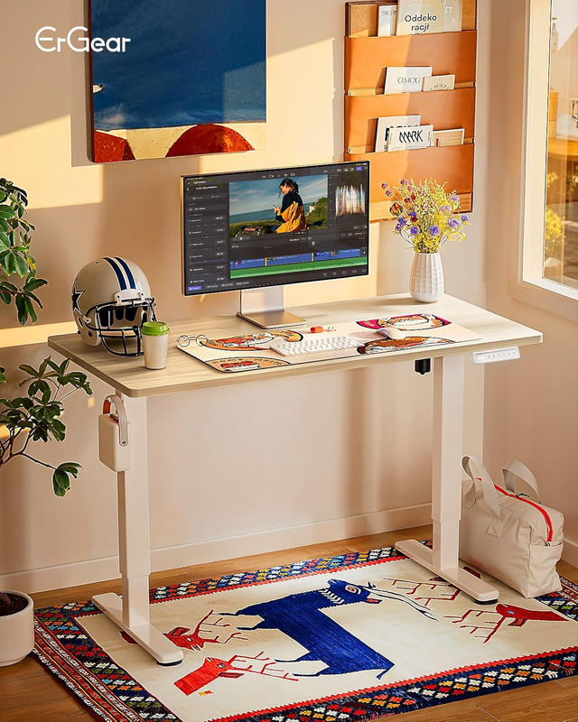 Electric Standing Desk 48x24 Adjustable Sit Stand Computer Desk Natural1