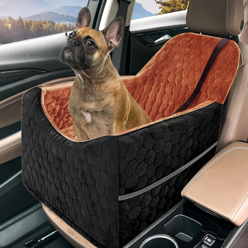 Dog Car Seat Small/Medium Dogs up to 35lbs Foam Washable Cover Black/Red Brown10