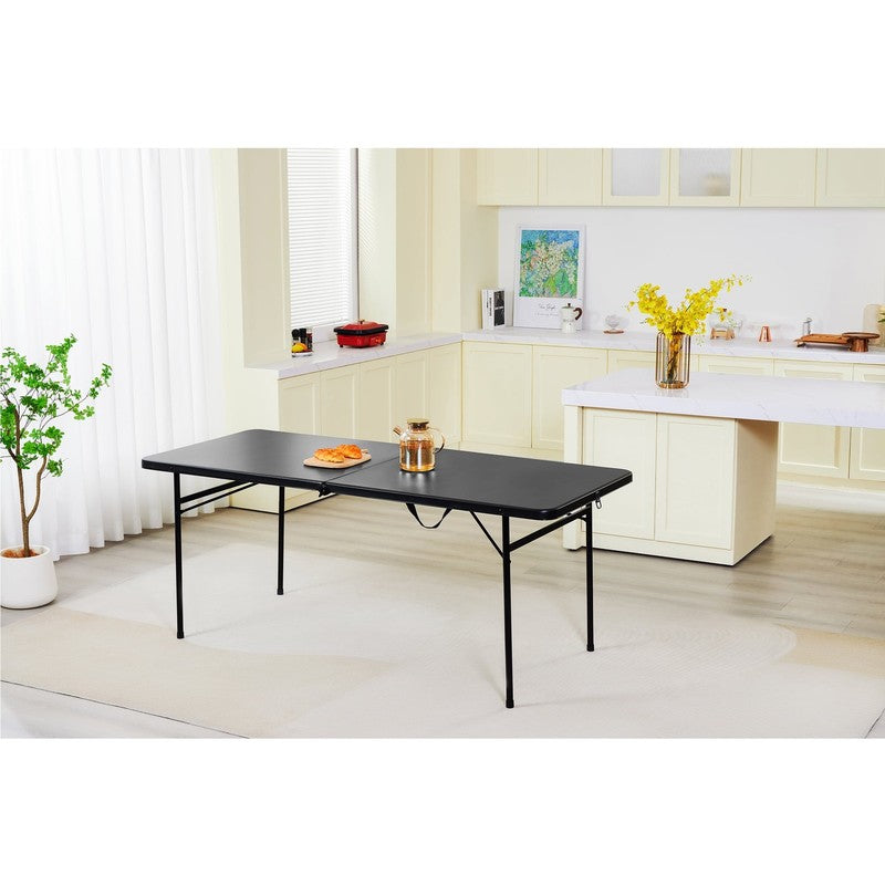 6 Foot Bi Fold Plastic Folding Table Black5