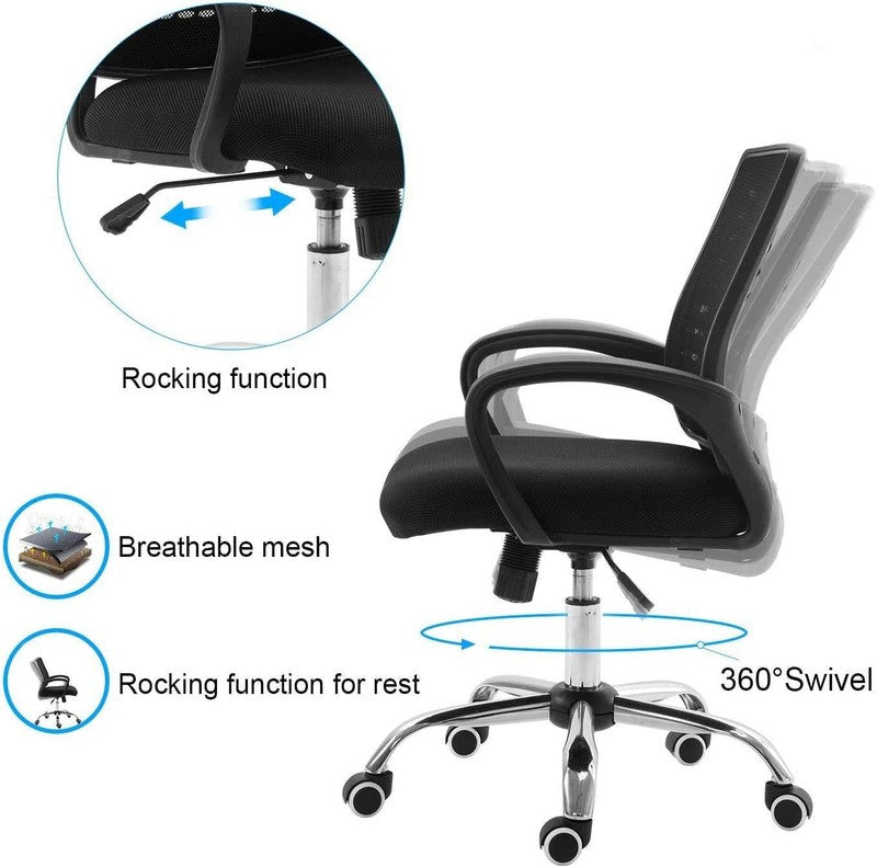 Ergonomic Mesh Office Chair with Lumbar Support   Adjustable & Swivel (Black)6