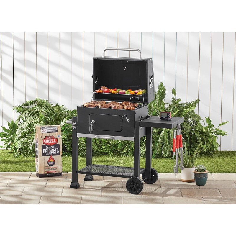 Charcoal Grill, 24 Inch Heavy Duty Charcoal Grill with Wheels, Black2