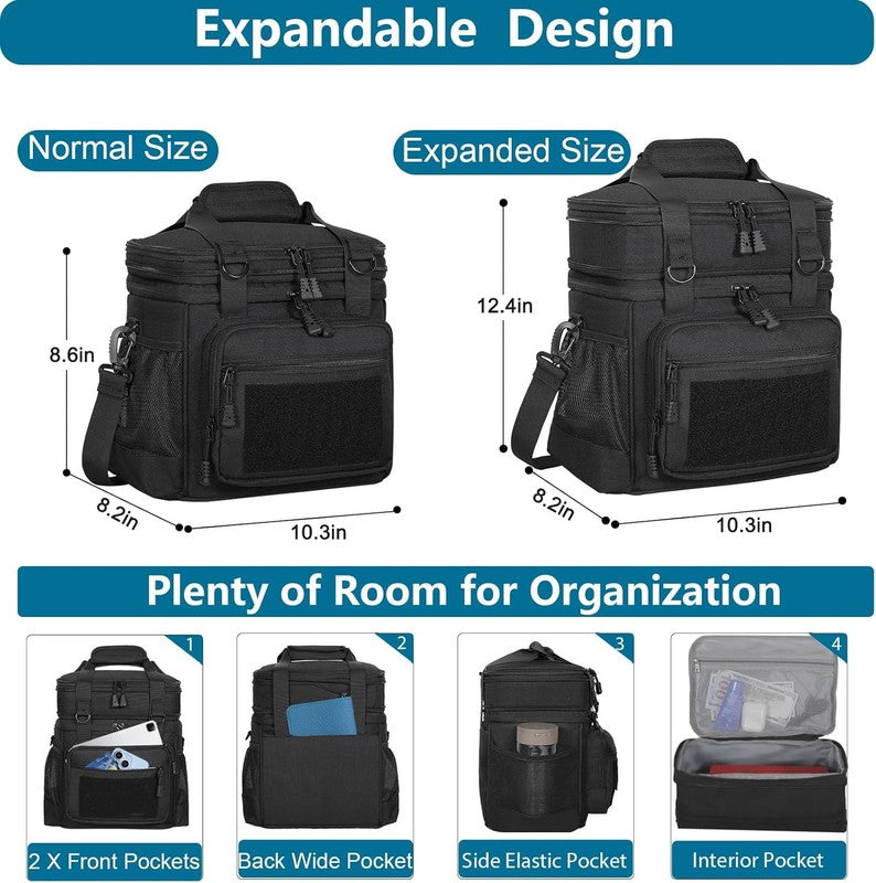 Double Deck Insulated Lunch Box, Expandable Large Lunch Bag Leakproof Cooler Bag3