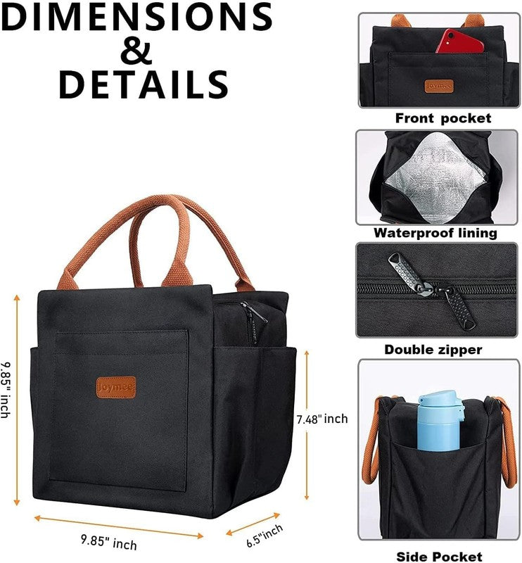 Insulated Lunch Bag Women Leakproof Large Cooler Tote w Bottle Holder Black1