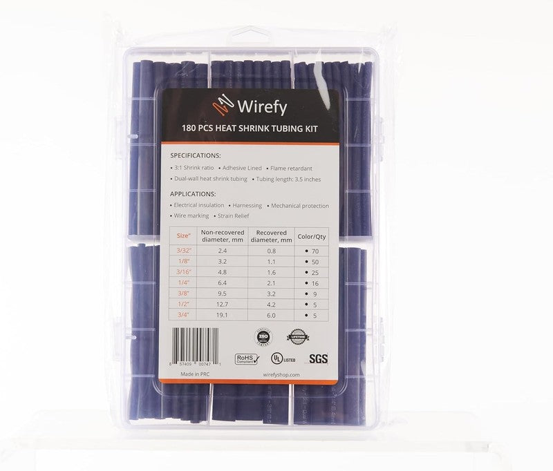 180 PCS Heat Shrink Tubing Kit - Adhesive Lined, UL Certified, Black7