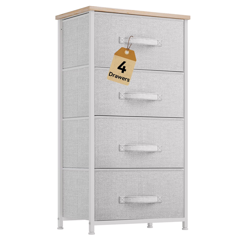 4 Drawers Fabric Dresser for Bedroom, Storage Organizer, Wide Chest of Drawers f0
