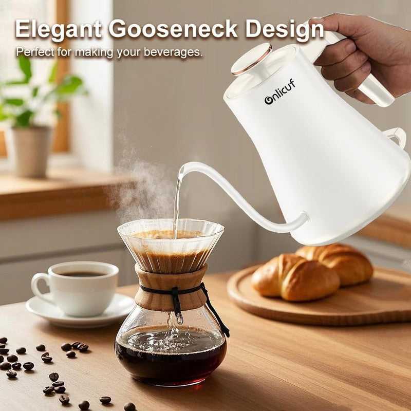 Gooseneck Electric Kettle 0.8L Stainless Steel Auto Off Boil Dry Matte White3