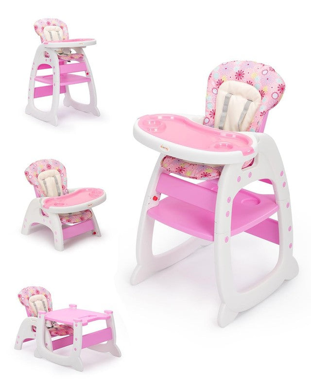 3 in 1 Convertible Baby High Chair Adjustable Toddler Chair Easy Clean Pink6