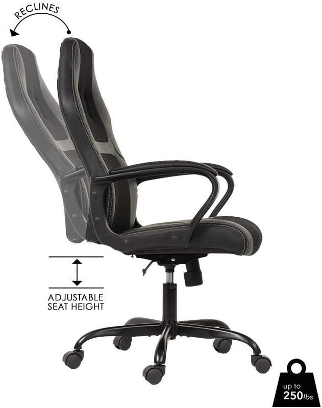Ergonomic Gaming Desk Chair with Lumbar Support   PU Leather, Black3