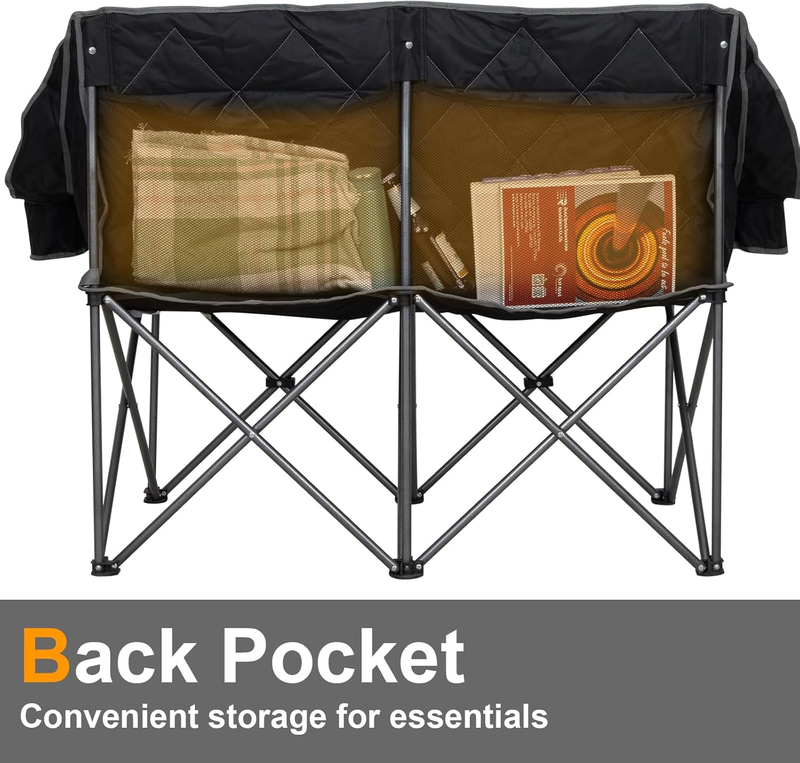 Double Camping Chair 2-Person Oversized Folding Loveseat Heavy Duty 750LBS8