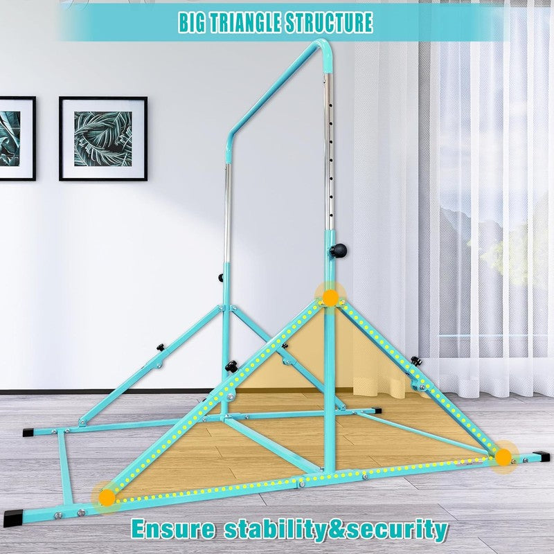 Foldable Kids Gymnastic Bar 3 12 Adjustable 9 Heights 200lb w/ Mat2