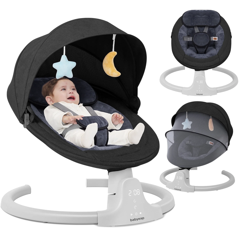 Baby Swing for Infants Motorized Swing w/ Music Speaker Remote Control Black0