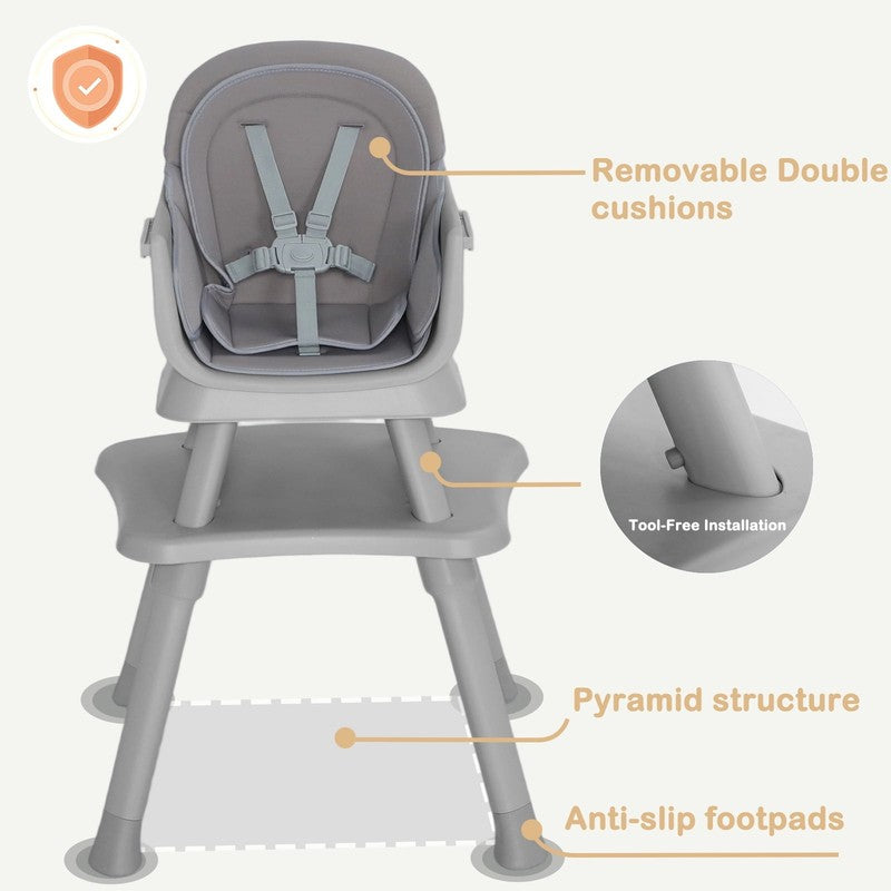 8 in 1 Baby High Chair, Toddler Dining Booster Seat for Eating, Light Grey2