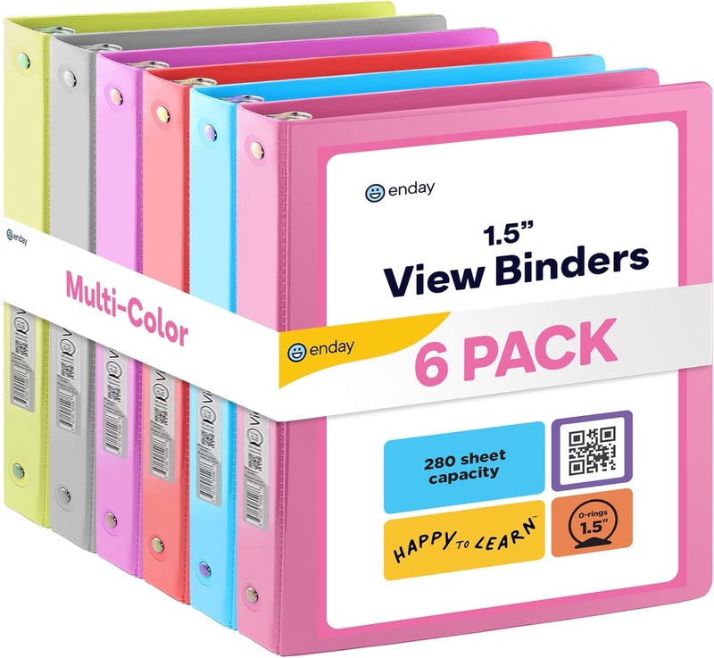 3 Ring Binder, 1.5 Inch Clear View Cover with 2 inside Pockets Binder, Colored S0