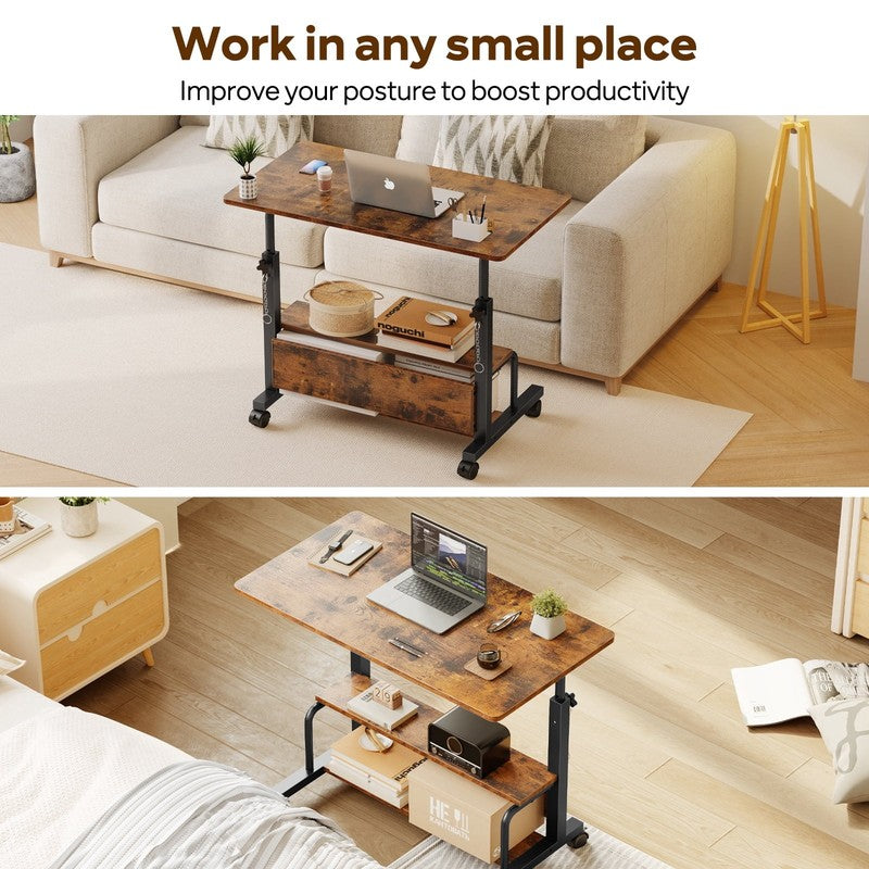 Height Adjustable Desk Standing Desk Small Desk for Small Spaces, Mobile Rolling5