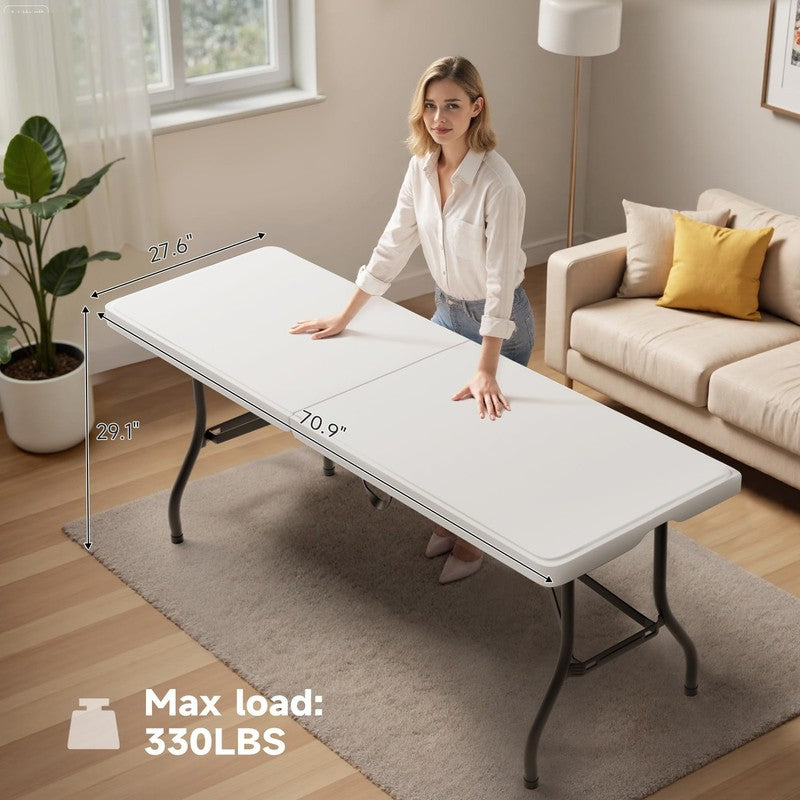 6 Foot Heavy Duty Folding Table Foldable Portable Indoor Outdoor Camping Party T5