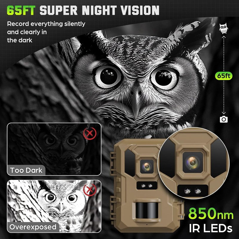 Trail Camera 4K 64MP WiFi Game Cam, Night Vision, Solar, 32GB SD, 0.2S Trigger5
