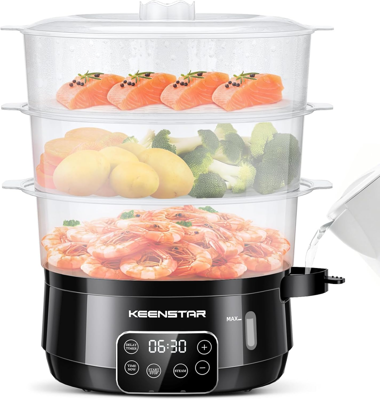 13.7QT Electric Food Steamer 3 Tier Digital BPA Free Veggie Cooker 800W9