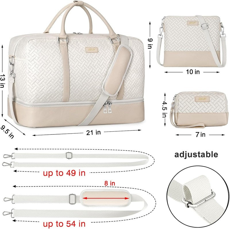 21in Weekender Duffle Bag Women 3Pc Set Carry On Travel Shoe Compartment5